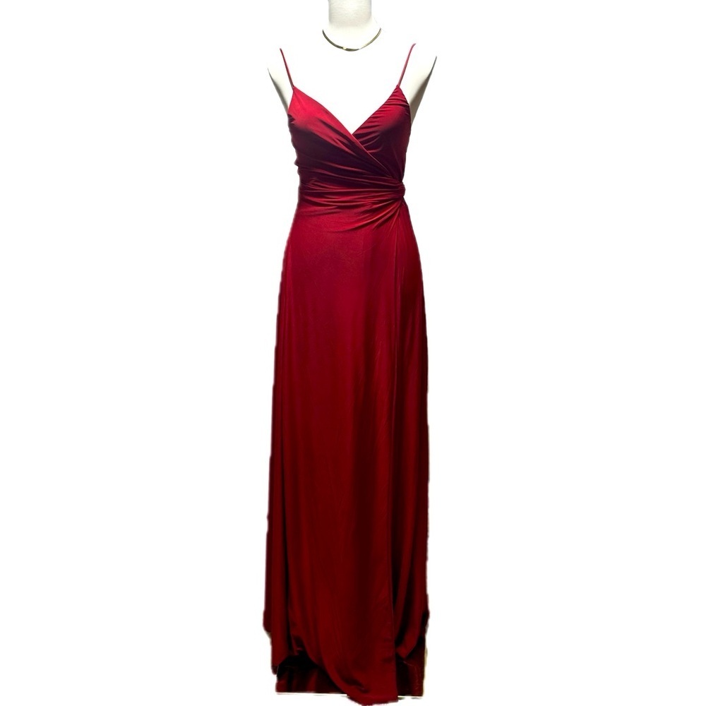 🆕 Misa‎ Los Angeles Black Veronika Wrap Maxi Dress red size medium